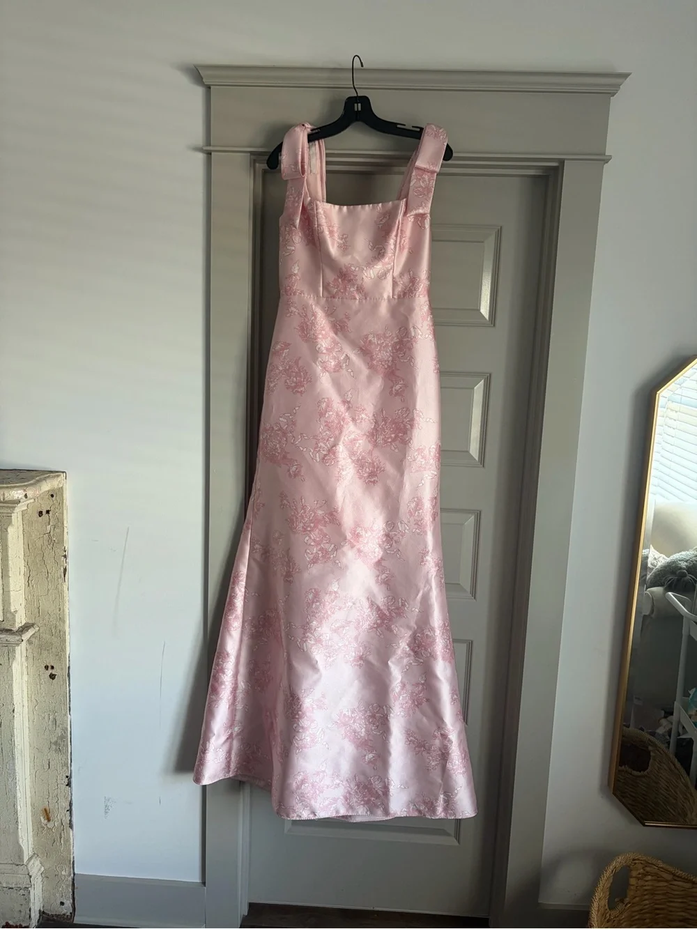ALFRED SUNG fit & flare shoulder with shoulder bows; color: bow and blossom - Picture 2 of 5
